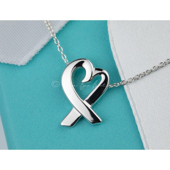 TIFFANY & Co. Sterling 925 Silver Paloma Picasso Loving Heart Necklace 16" Chain - Picture 5 of 8